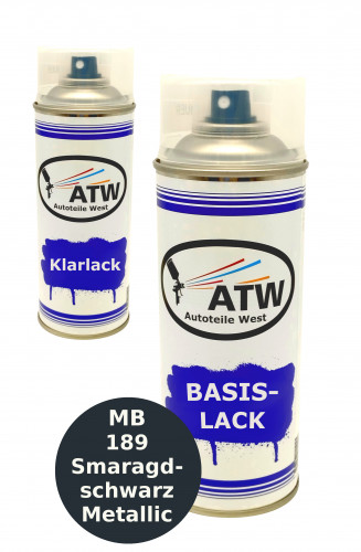 Autolack für Mercedes Benz 189 Smaragdschwarz Metallic +400ml Klarlack Set